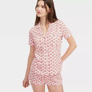 Roller Rabbit x Target Floral Short Sleeves and Shorts Pajama Set Red NWT size M